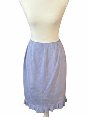 Vintage Danier - Periwinkle Suede Leather Skirt Ruffle Hem Y2K Midi